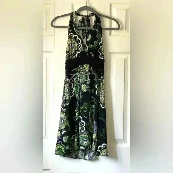 Y2K 2000s Speechless Woman's Green Patterned Halter Dress Size Medium - Picture 1 of 10